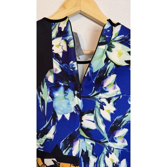 Clover Canyon Floral Scuba Fabric Stretch Sheath Dress Medium Abstract Art - Picture 7 of 11